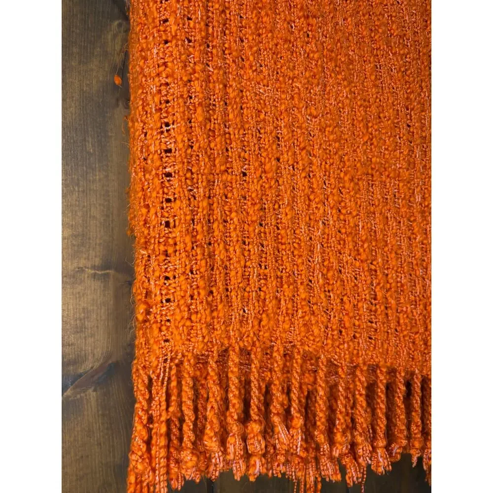 Pottery Barn orange terracota  Chunky Textured Throw Blanket 50x70